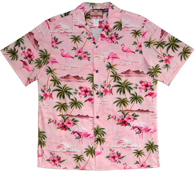 Pink Flamingo Hibiscus Men's Shirt — Men's Cotton Shirts — RJC
