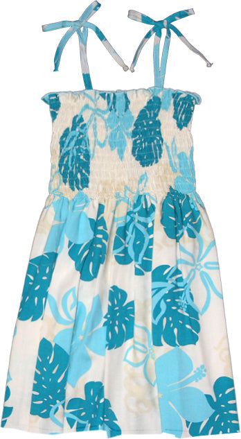Monstera Season Girl's Smocked — Girls Dresses — MauiShirts