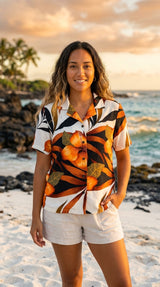 RJC Delightful Hibiscus Women's Hawaiian Camp Shirt – Rayon, Made in Hawaii
