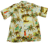Halau Hula Girl School Men's Fujiette Aloha Shirt — Girls Shirts — Go Barefoot (view 3)