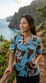 RJC Ginger Heliconia Women's Hawaiian Camp Shirt – Rayon, Made in Hawaii