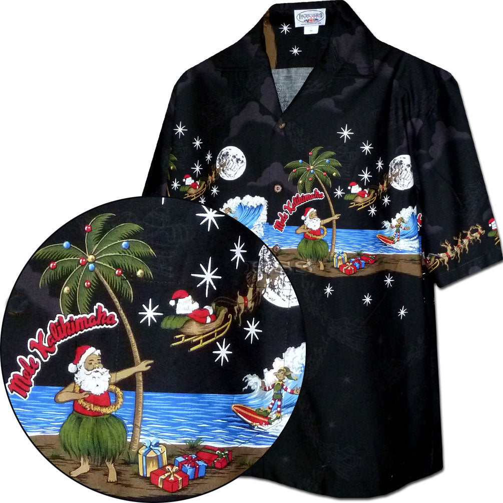 Hula Dancing Santa Christmas Shirt — Men's Cotton Shirts — Pacific Legend (view 3)