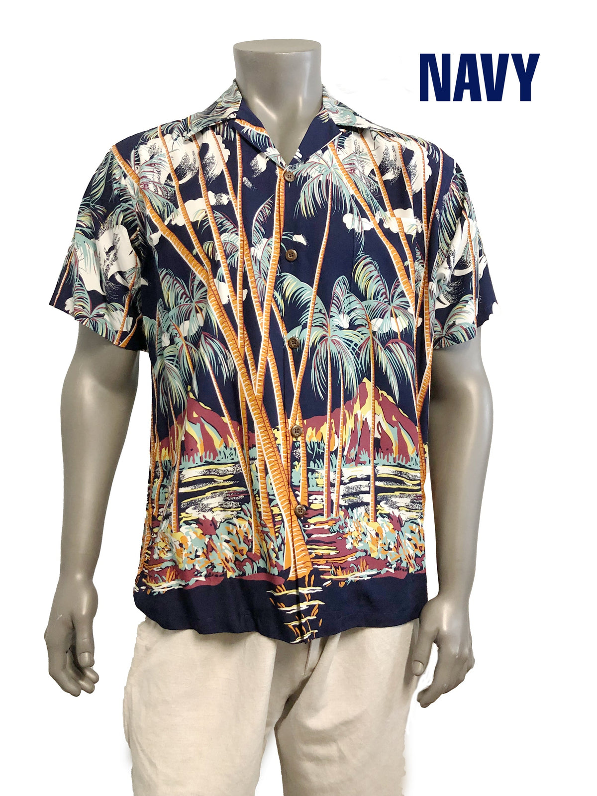 Hawaiian Palm Men's Vintage Rayon Shirt — Men's Rayon Shirts — Pineapple Juice (view 12)