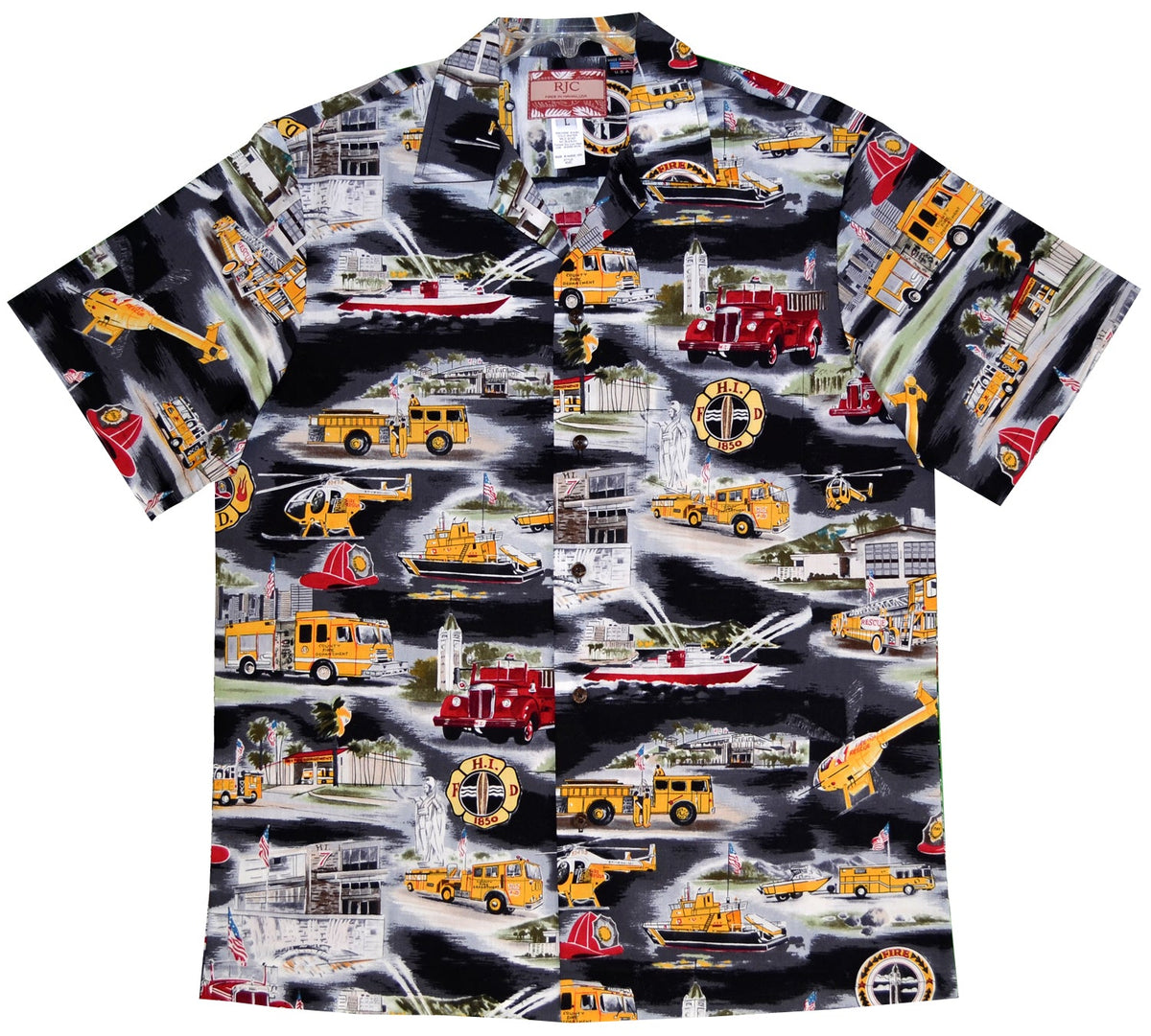 Hawaii Fire Fighter Trucks Men's Aloha Shirt — Men's Cotton Shirts — RJC