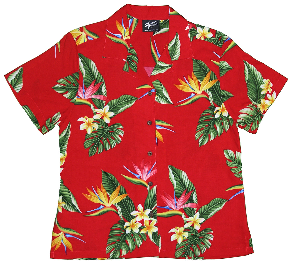 RJC Bird of Paradise Display Women's Hawaiian Camp Shirt – Rayon, Made in Hawaii