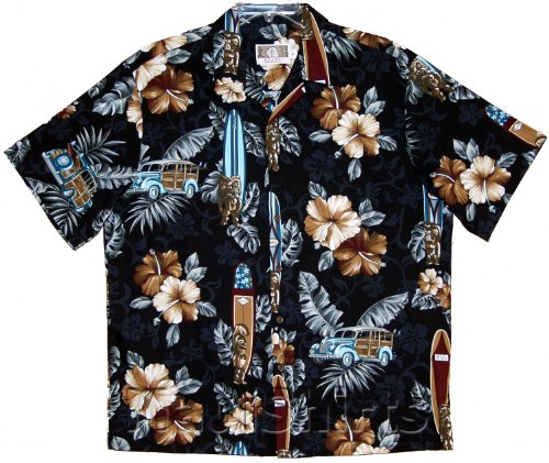 Classic Hibiscus Tiki God Woodie Surfboard Shirt — Men's Cotton Shirts — MauiShirts (view 6)
