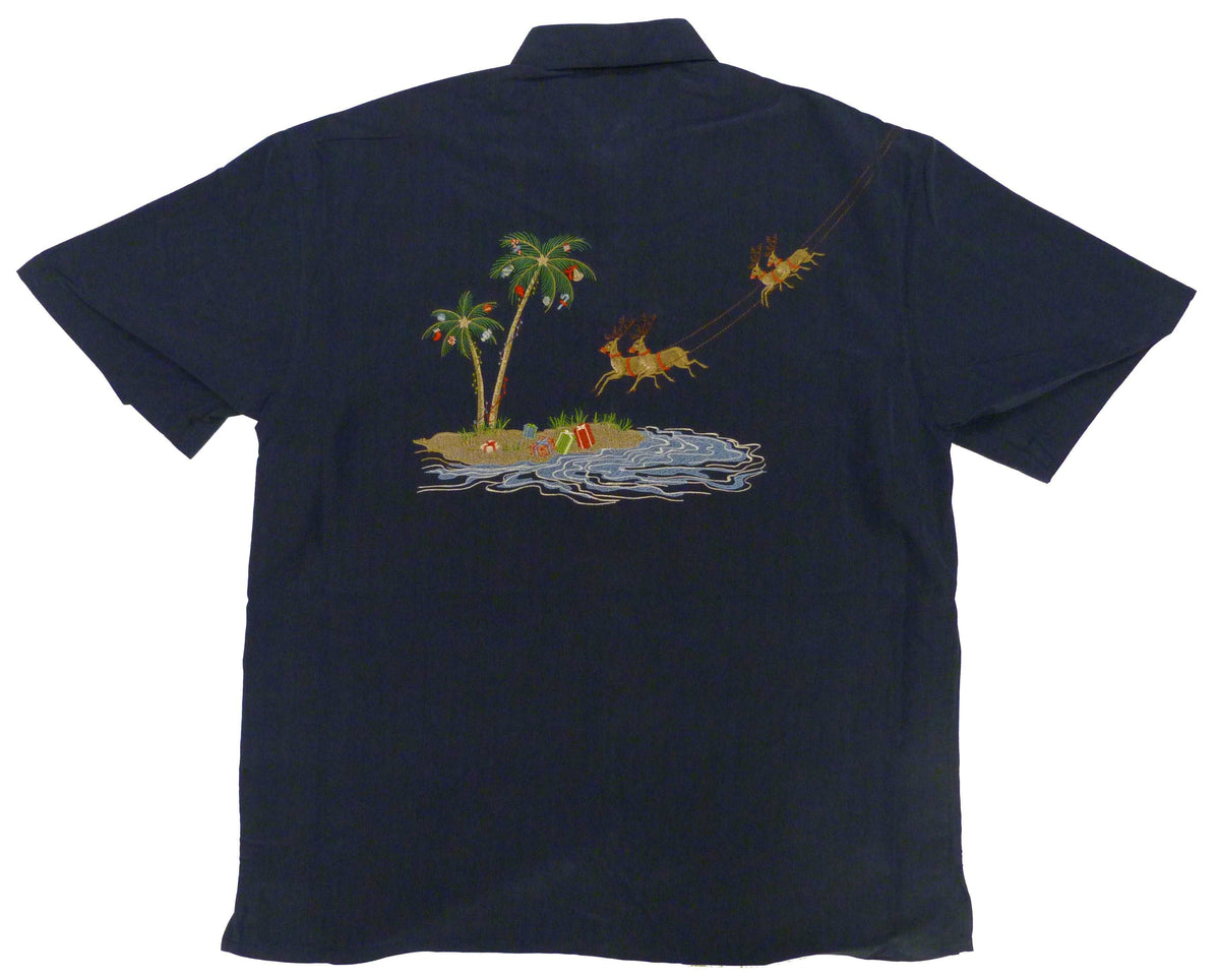 Flying Santa North Pole Men's Embroidered Shirt — Men's Embroidered Shirts — MauiShirts (view 3)