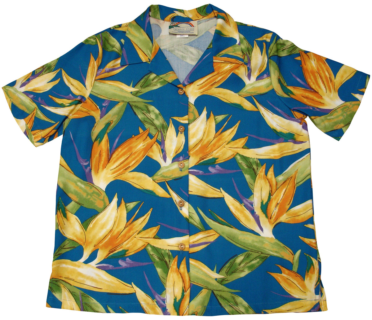 Watercolor Bird of Paradise women's rayon shirt — Women's Camp Shirts — Paradise Found