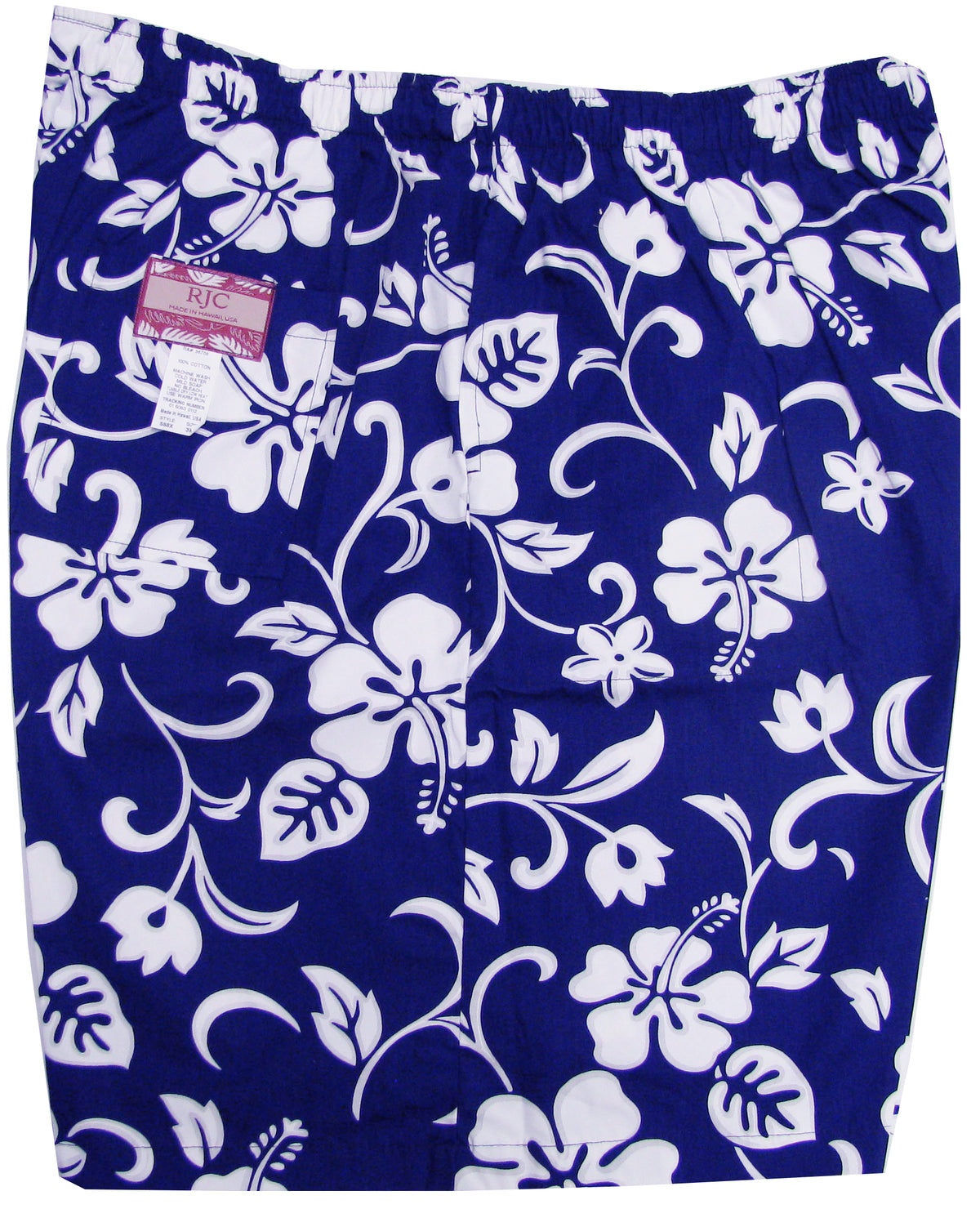 Classic Hibiscus Men's Elastic Waist 3-Pocket Cotton Shorts