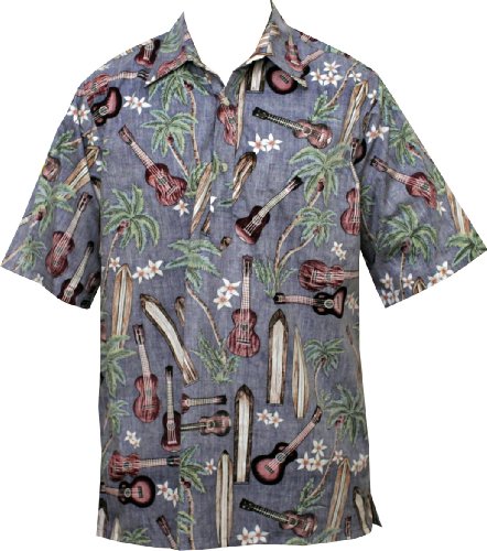 Palm Ukulele Surfboard Men's Pullover Shirt — Men's Cotton Shirts — Go Barefoot (view 11)