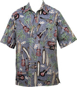 Palm Ukulele Surfboard Men's Pullover Shirt — Men's Cotton Shirts — Go Barefoot (view 7)