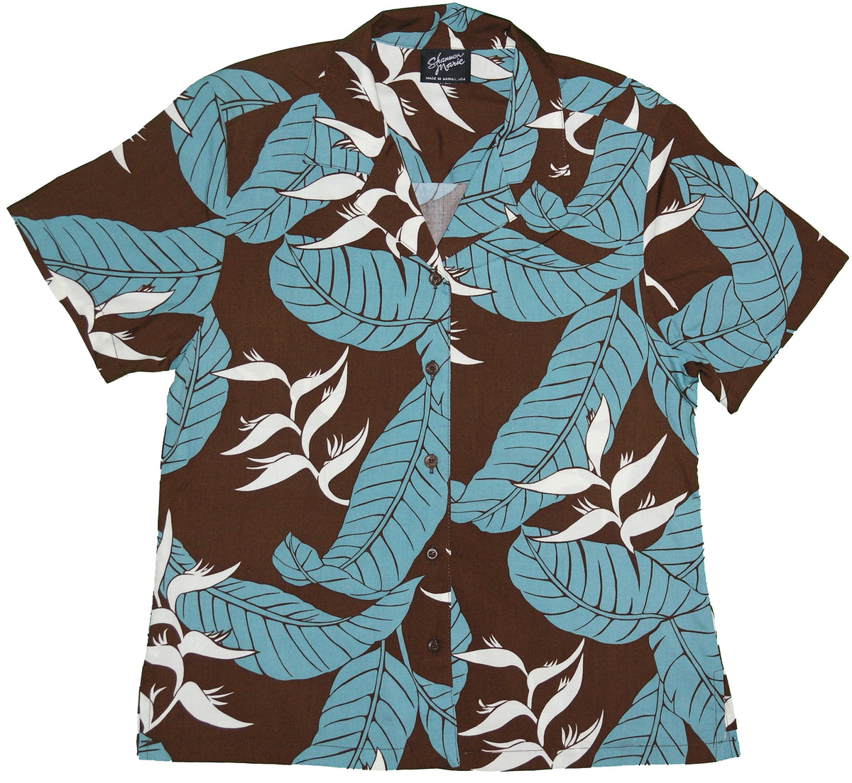 RJC Ginger Heliconia Women's Hawaiian Camp Shirt – Rayon, Made in Hawaii