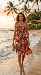Pineapple Hibiscus Smocked Tube Dress
