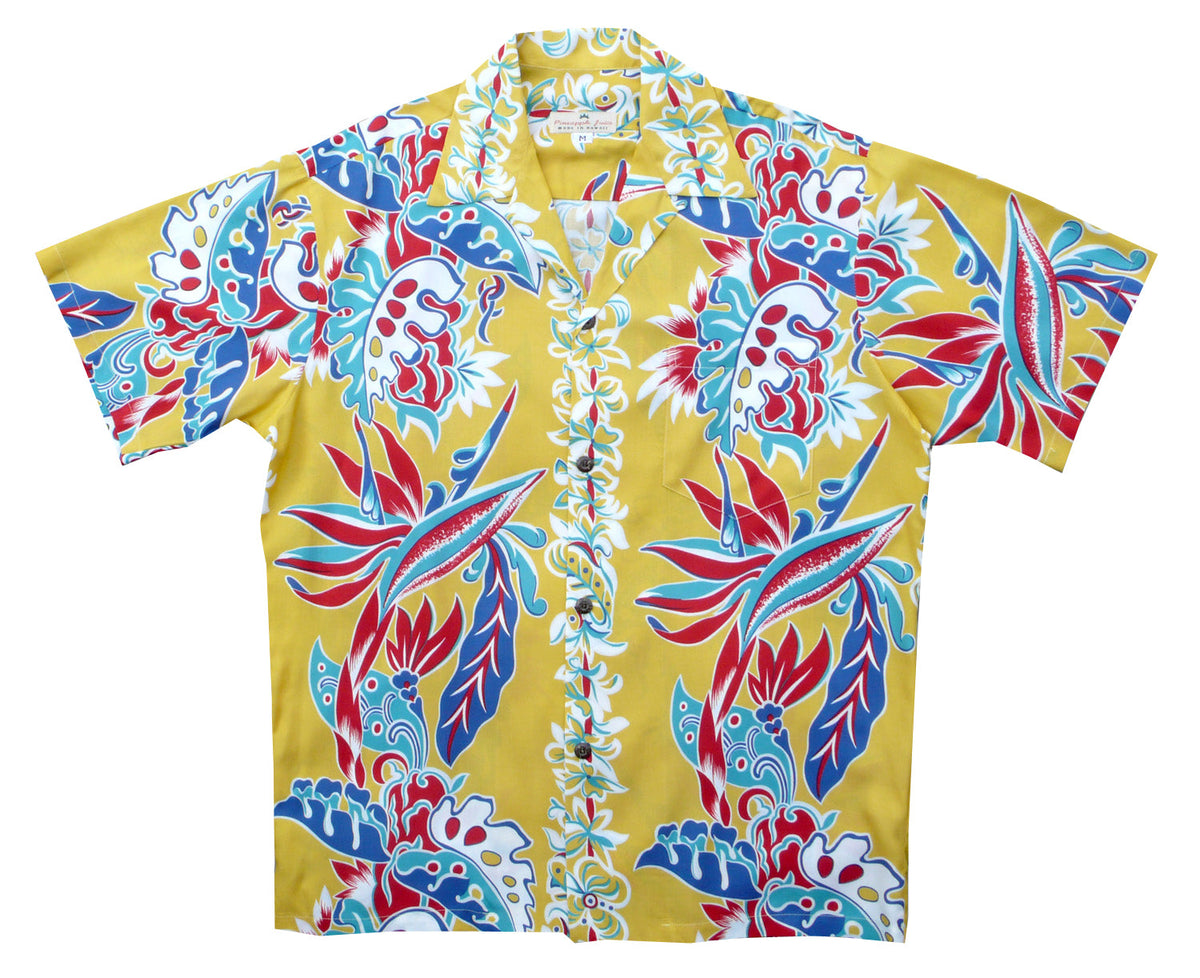 Bird of Paradise Monstera Panel Men's Vintage Shirt — Men's Rayon Shirts — MauiShirts (view 3)