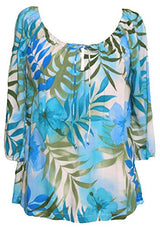 RJC Womens Watercolor Tropic Peasant Blouse
