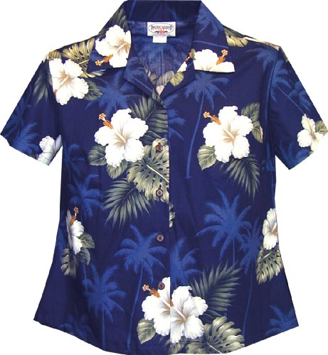 White Hibiscus Monstera women's fitted shirt — Women's Cotton Shirts — MauiShirts (view 12)