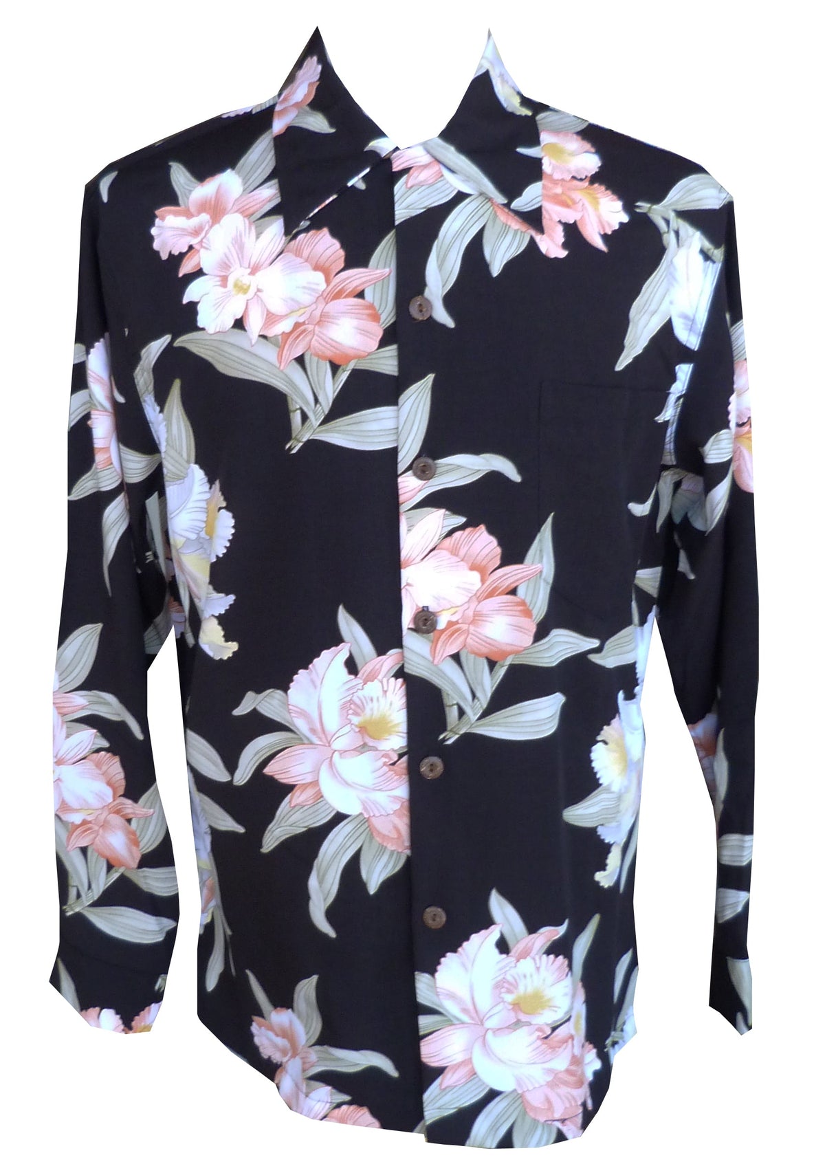 Paradise Orchid Corsage Men's Long Sleeve Shirt — Men's Long Sleeve Shirts — Paradise Found (view 3)