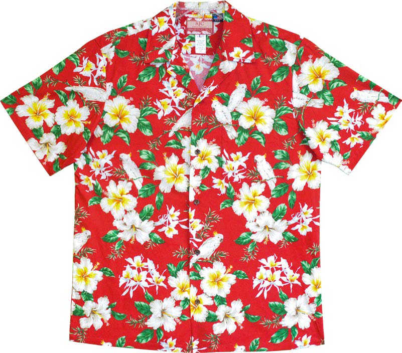 White Parrot Hibiscus Men's Shirt — Men's Cotton Shirts — RJC (view 4)