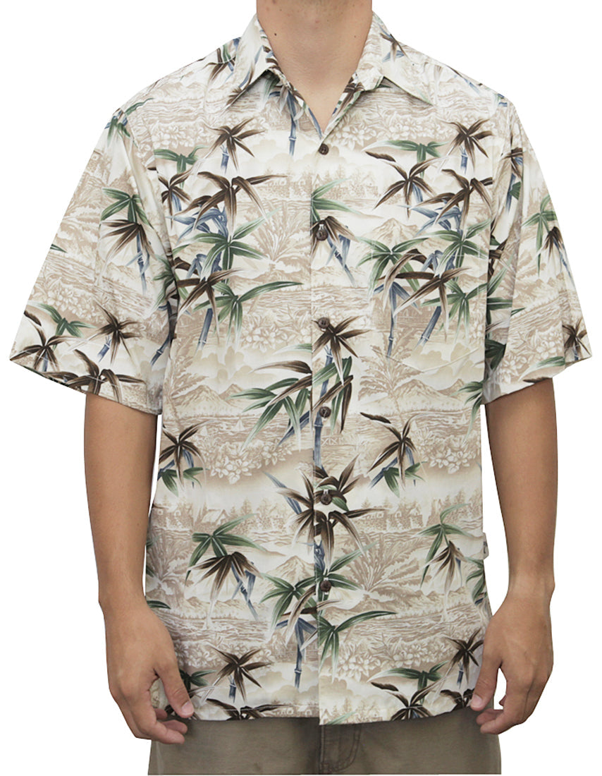 Bamboo Tranquility Men's Go Barefoot Cotton Aloha Shirt — Men's Cotton Shirts — Go Barefoot (view 3)
