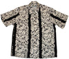 Classic Hibiscus Panel Men's Kamehameha Style Rayon Vintage Shirt in Black - 5X