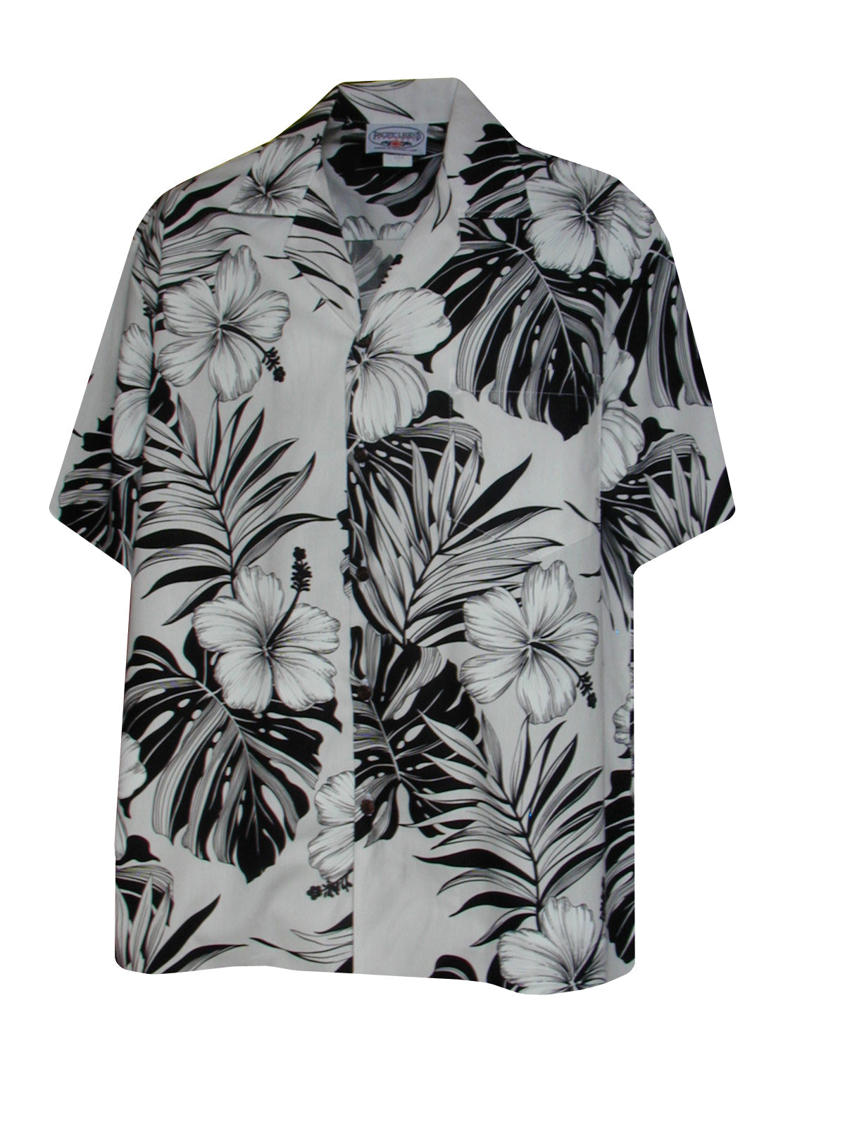 Pictorial Hibiscus Monstera Men's Shirt — Men's Cotton Shirts — Pacific Legend (view 3)