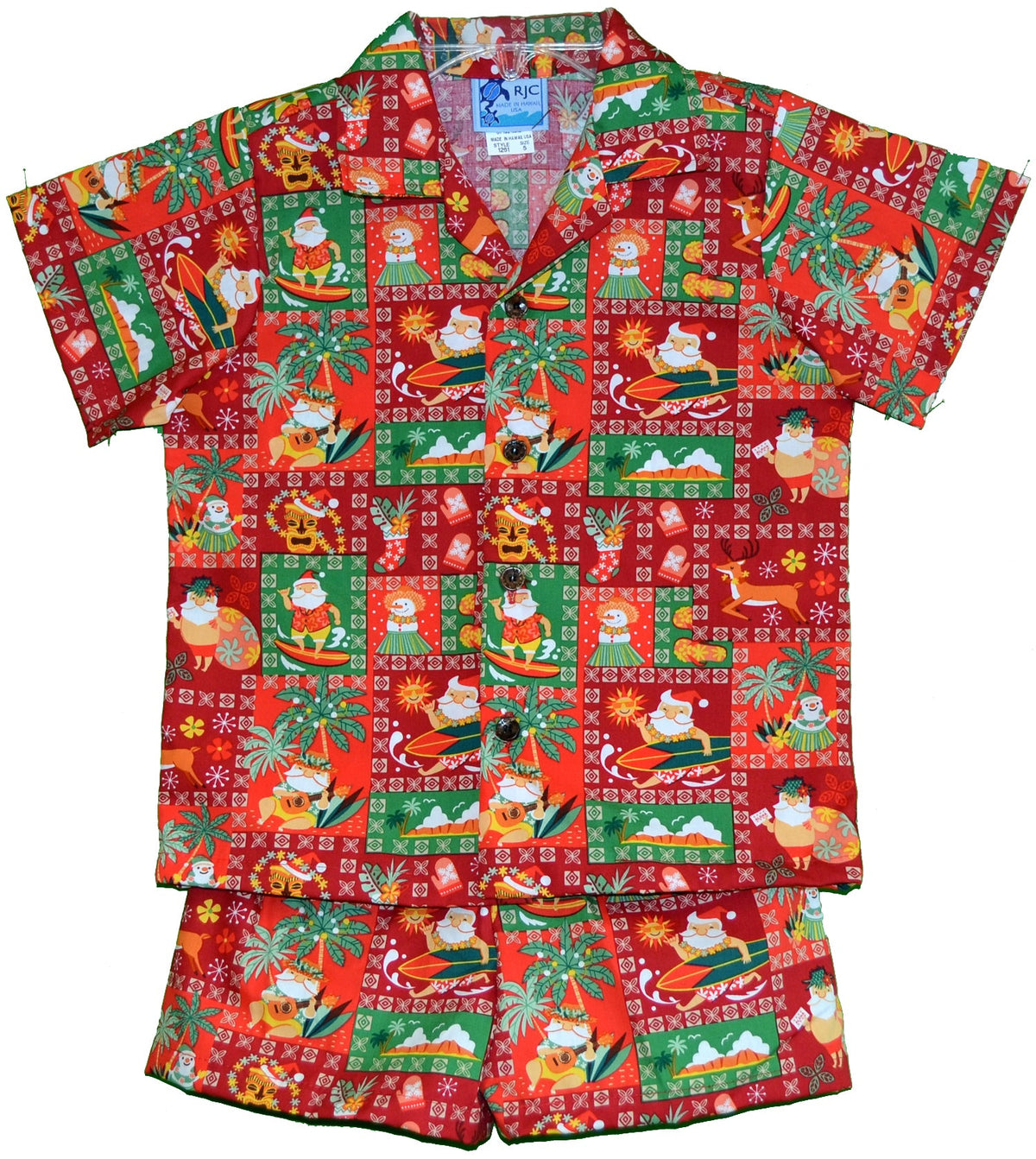 Custom Made - Christmas Tapa Santa Boy's 2pc — Boys Cabana Sets — MauiShirts (view 11)