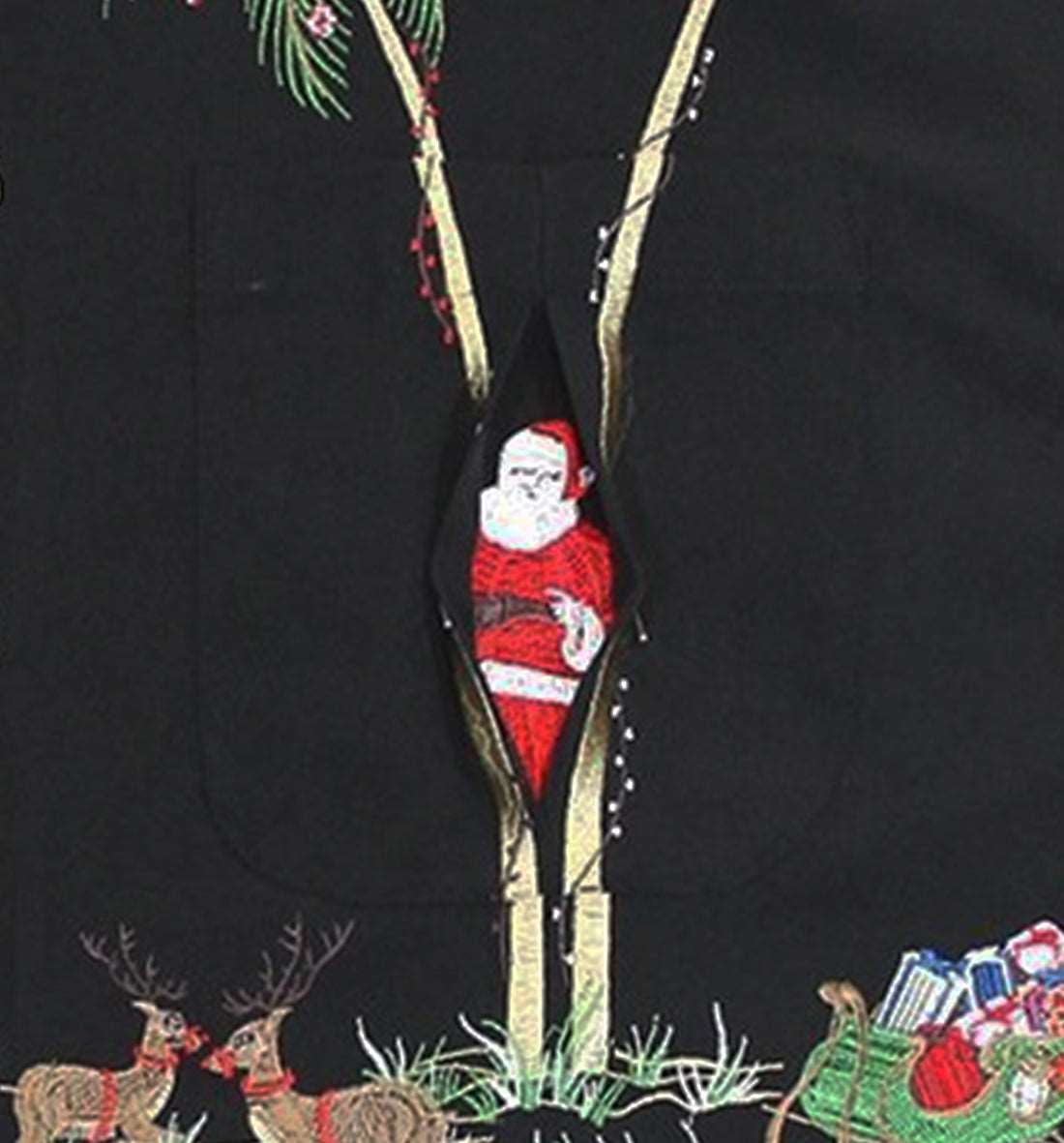 Christmas Peek-A-Boo Santa Embroidered Shirt — Men's Embroidered Shirts — MauiShirts (view 3)