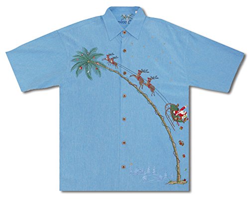 Up, Up and Away Flying Santa Men's Embroidered Shirt — Men's Embroidered Shirts — MauiShirts (view 8)