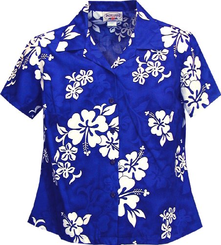Shadow White Hibiscus women's fitted cotton — Women's Cotton Shirts — MauiShirts (view 10)