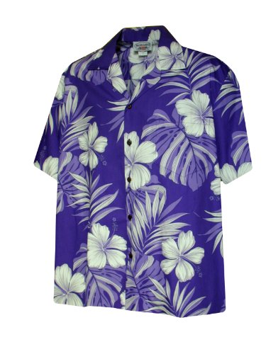 Pictorial Hibiscus Monstera Men's Shirt — Men's Cotton Shirts — Pacific Legend (view 11)