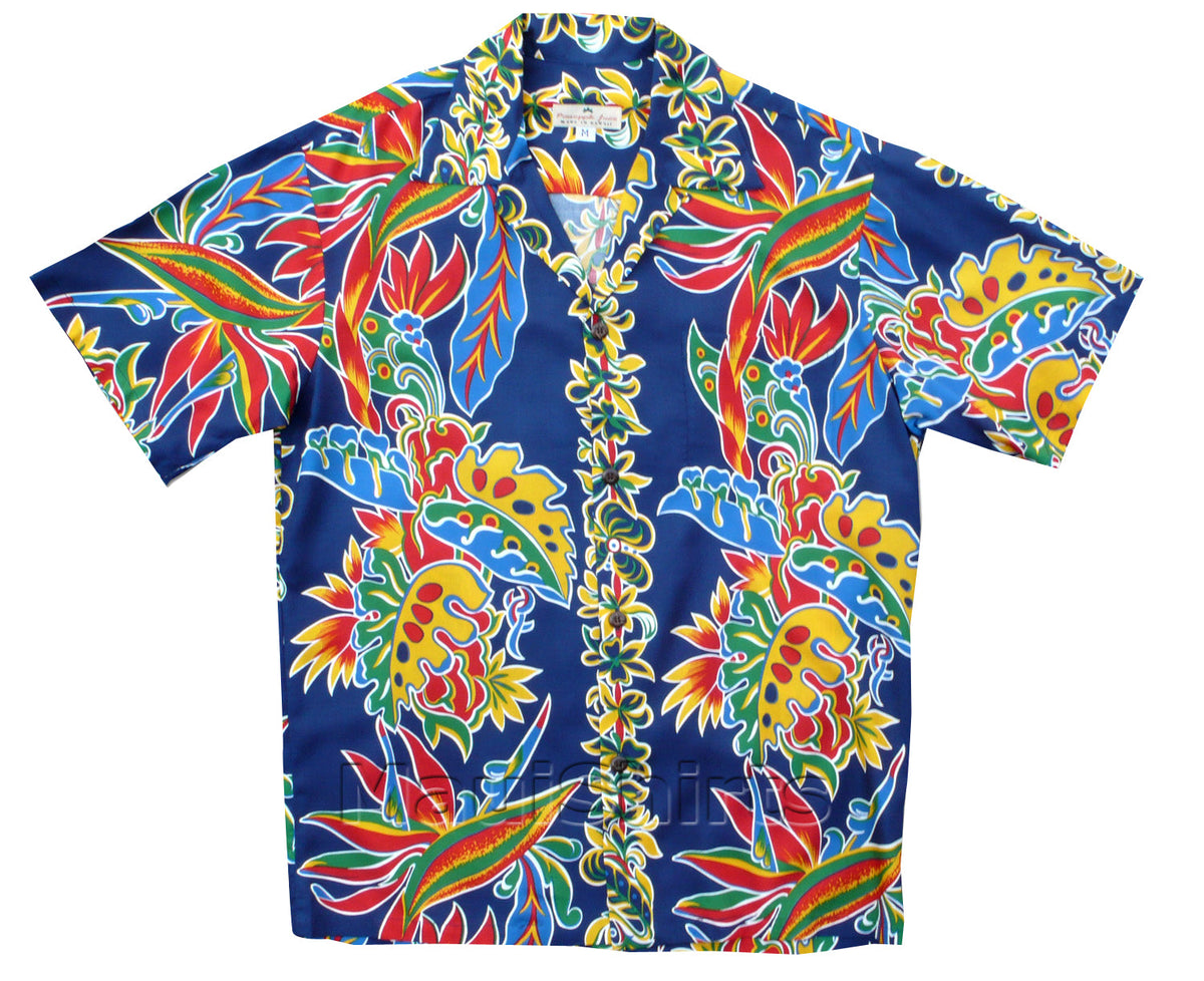 Bird of Paradise Monstera Panel Men's Vintage Shirt — Men's Rayon Shirts — MauiShirts (view 4)