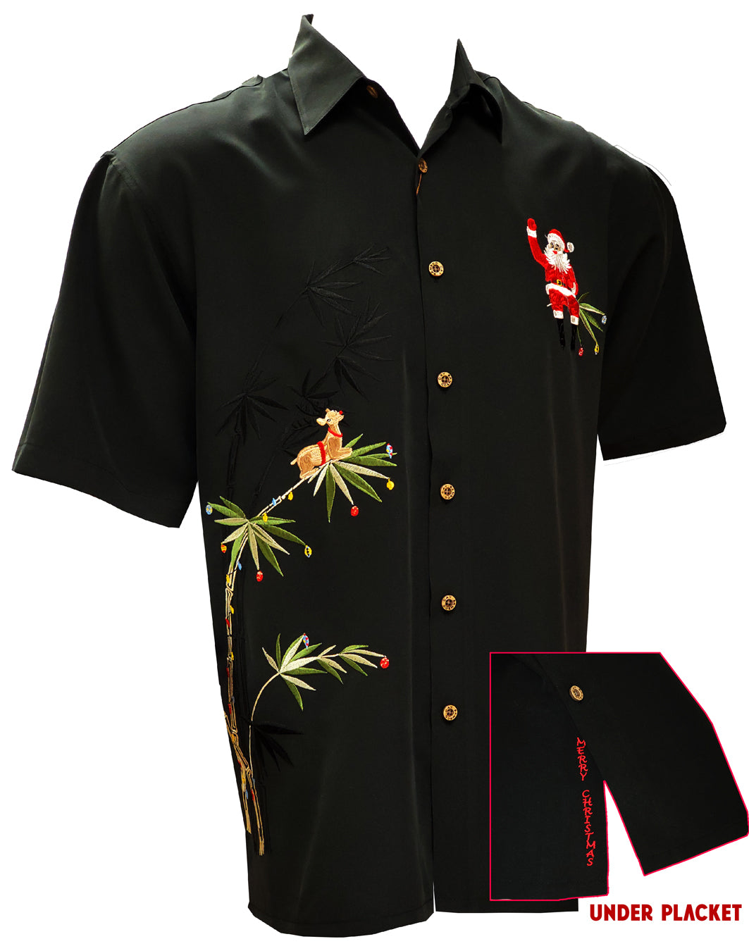 Flying Santa Embroidered Christmas Shirt — Men's Embroidered Shirts — BAMBOO CAY (view 4)