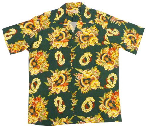 Ukulele Lei Pineapple Juice Men's Shirt — Men's Rayon Shirts — RJC