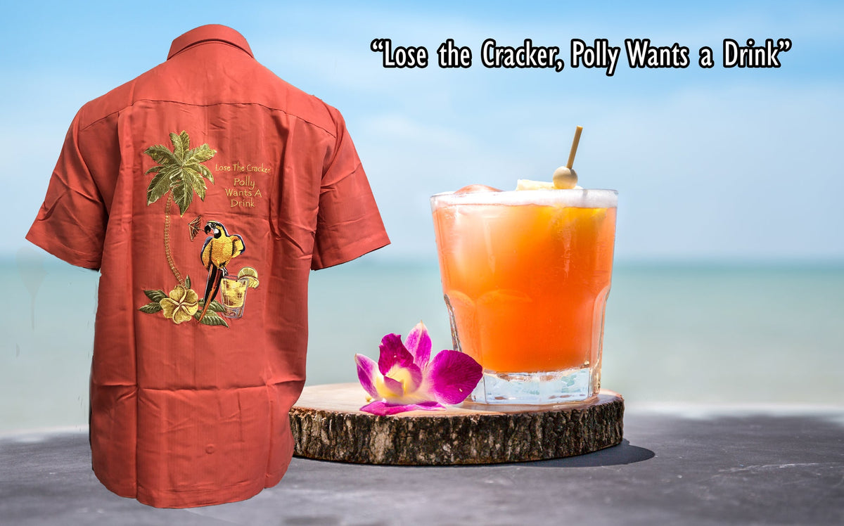 Polly Wants a Drink Men's Embroidered Shirt — Men's Embroidered Shirts — Weekender (view 3)
