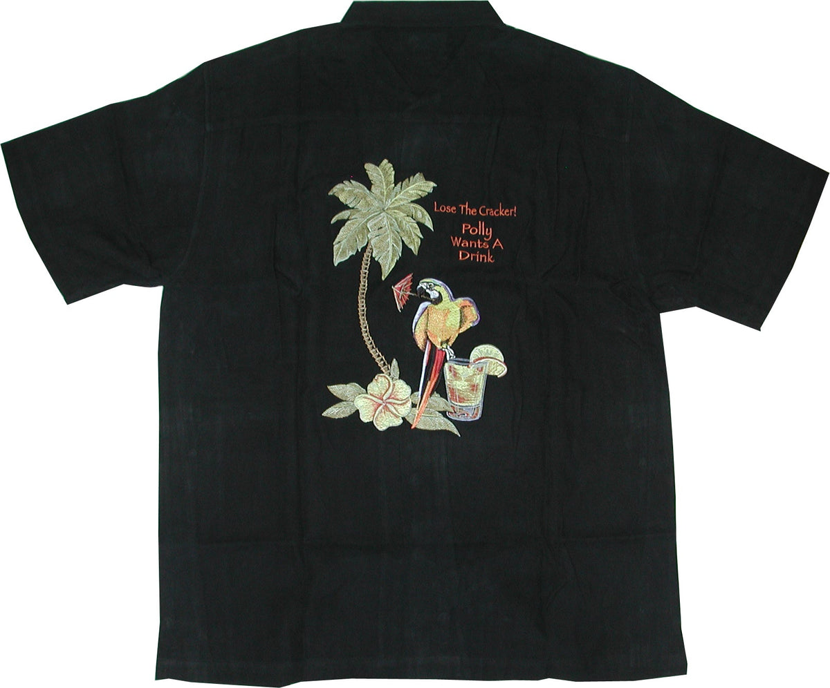 Polly Wants a Drink Men's Embroidered Shirt — Men's Embroidered Shirts — Weekender (view 5)