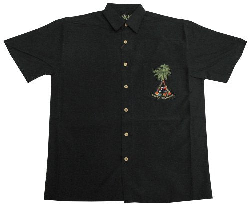 Christmas Happy Holiday Tree Embroidered Shirt — Men's Embroidered Shirts — MauiShirts (view 5)