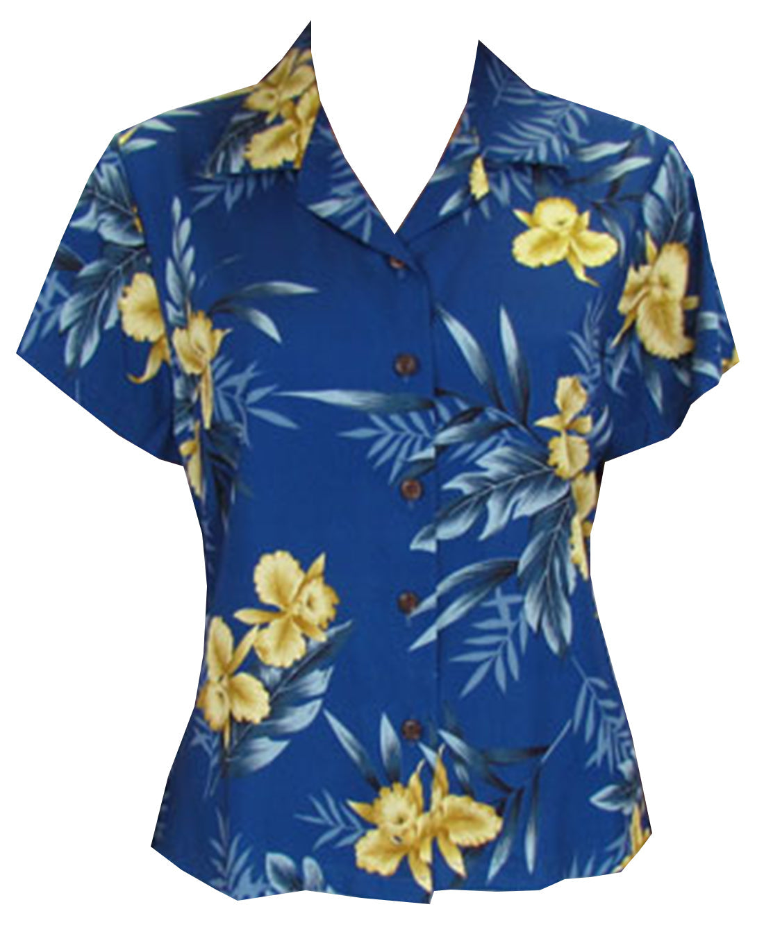 Orchid Fern Women's Fitted Blouse — Women's Rayon Blouses — MauiShirts (view 3)