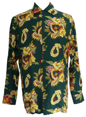 Ukulele Lei Men's Rayon Long Sleeve Shirt — Men's Long Sleeve Shirts — MauiShirts (view 8)