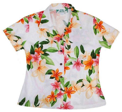 Nadina Plumeria Women's Fitted Blouse — Women's Rayon Blouses — RJC