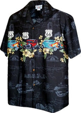 Rt 66 Flaming Roadsters Plumeria Men's Shirt — Men's Cotton Shirts — Pacific Legend (view 6)