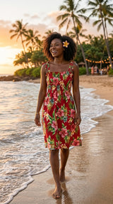Pineapple Hibiscus Smocked Tube Dress