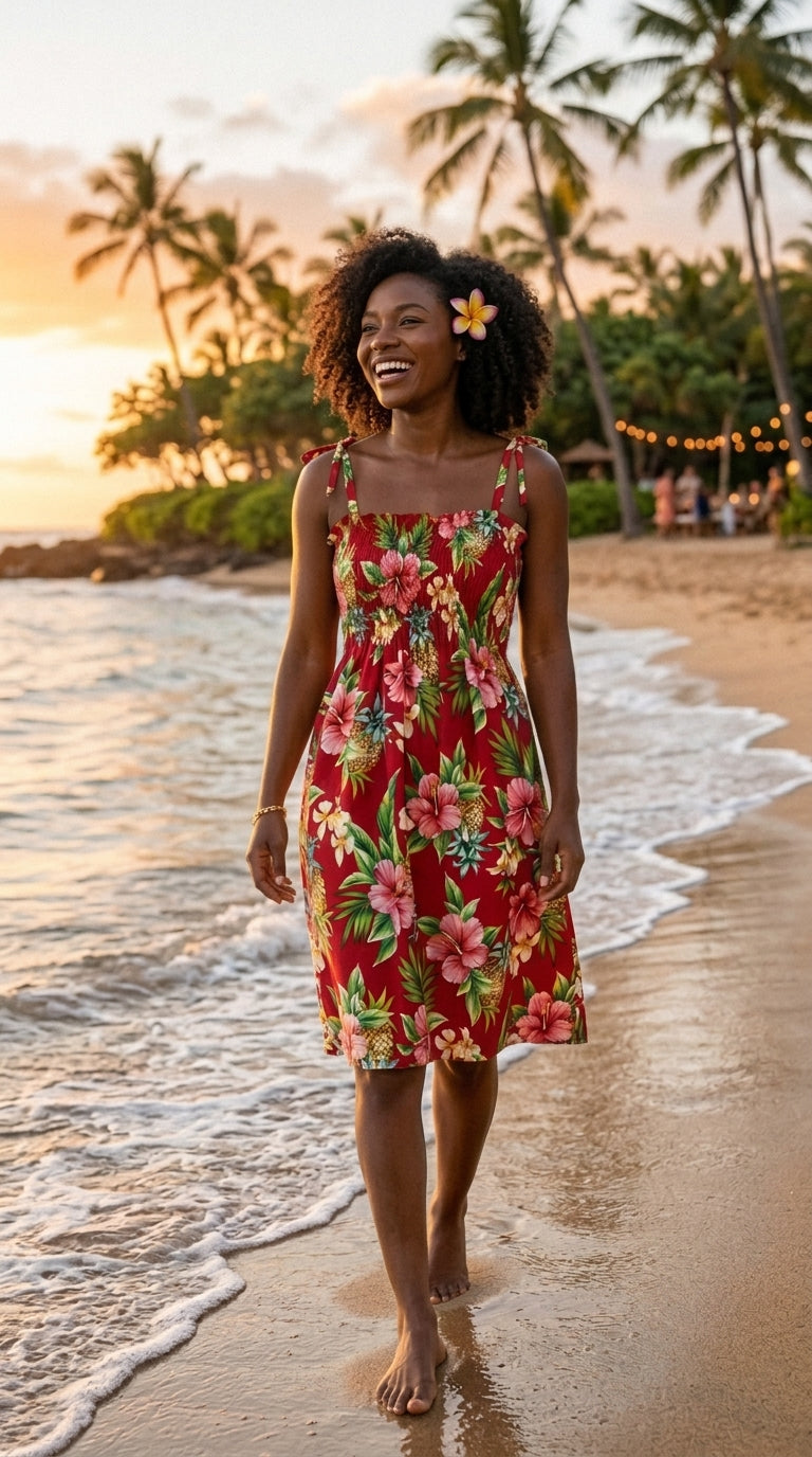 Pineapple Hibiscus Smocked Tube Dress