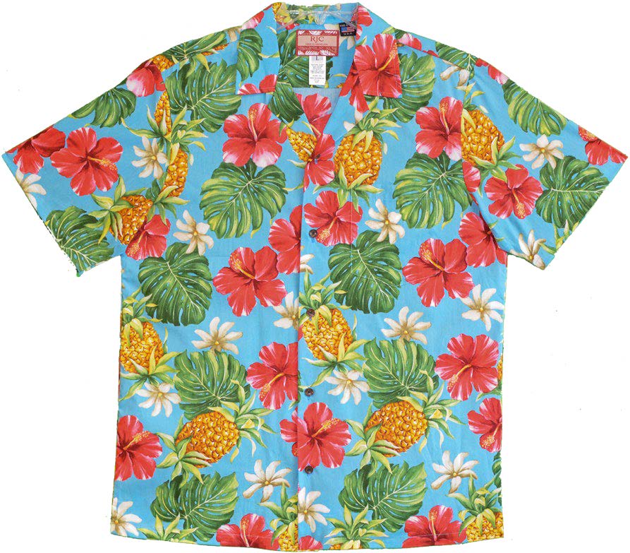 Red Hibiscus Golden Pineapples Men's Shirt — Men's Cotton Shirts — RJC (view 4)