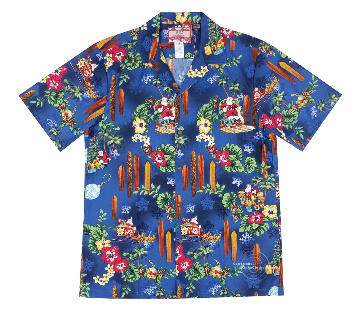 Santa Resting in Hawaii Christmas Shirt — Men's Cotton Shirts — RJC (view 3)