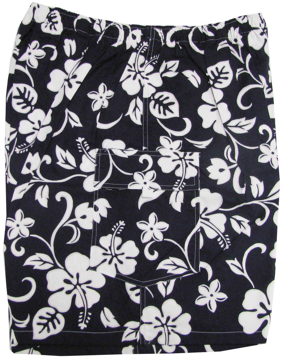 Classic Hibiscus Men's Elastic Waist 3-Pocket Cotton Shorts