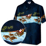 Santa Turtle Sleigh Cotton Christmas Shirt — Men's Cotton Shirts — Pacific Legend (view 3)