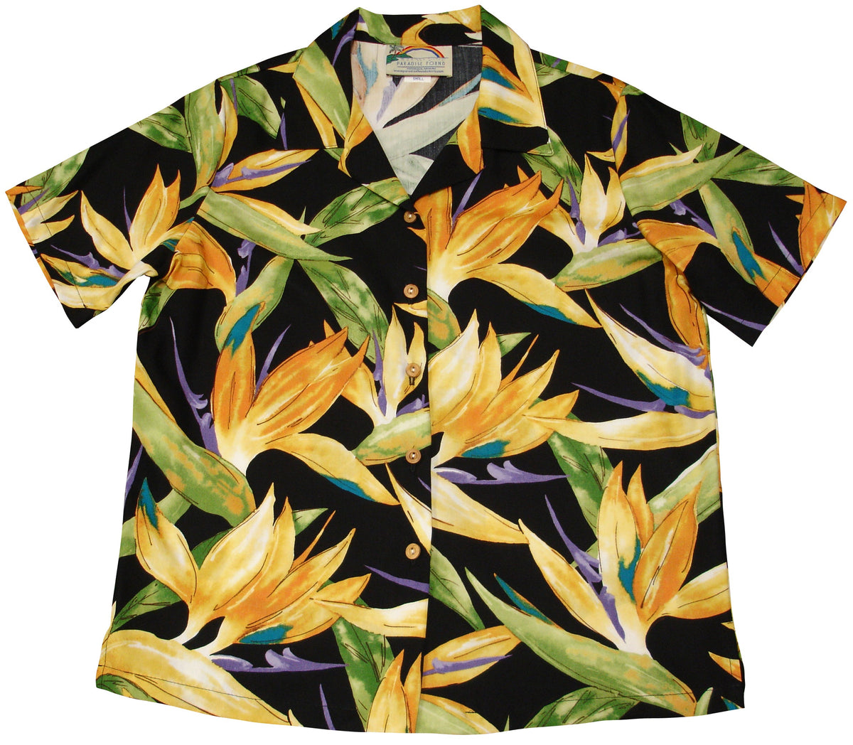 Watercolor Bird of Paradise women's rayon shirt — Women's Camp Shirts — Paradise Found (view 4)