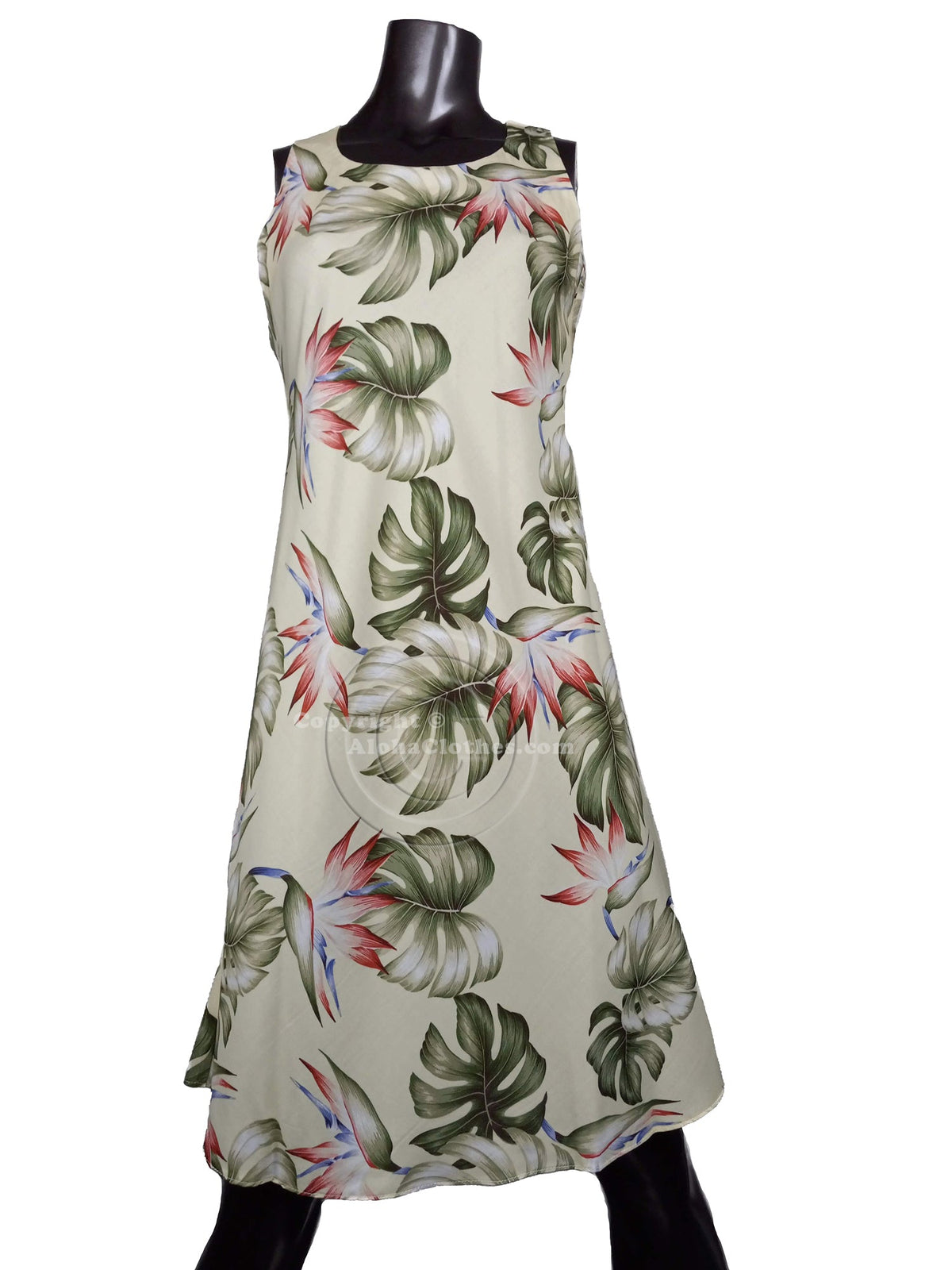 Monstera Paradise Women's Short Tank Flared Dress — Women's Tank Dresses — Paradise Found (view 3)
