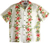 Pink White Hibiscus Panel men's Hawaiian style shirt — Men's Rayon Shirts — RJC