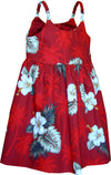 White Hibiscus Monstera Girl's Bungee Dress — Girls Dresses — MauiShirts